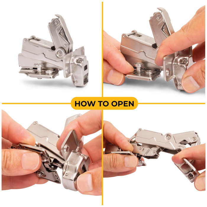 Emuca Lot de 10 charnières droites X91 à ouverture de 165 degrés avec fermeture amortie et embases euro, hauteur 0, acier, nickelé