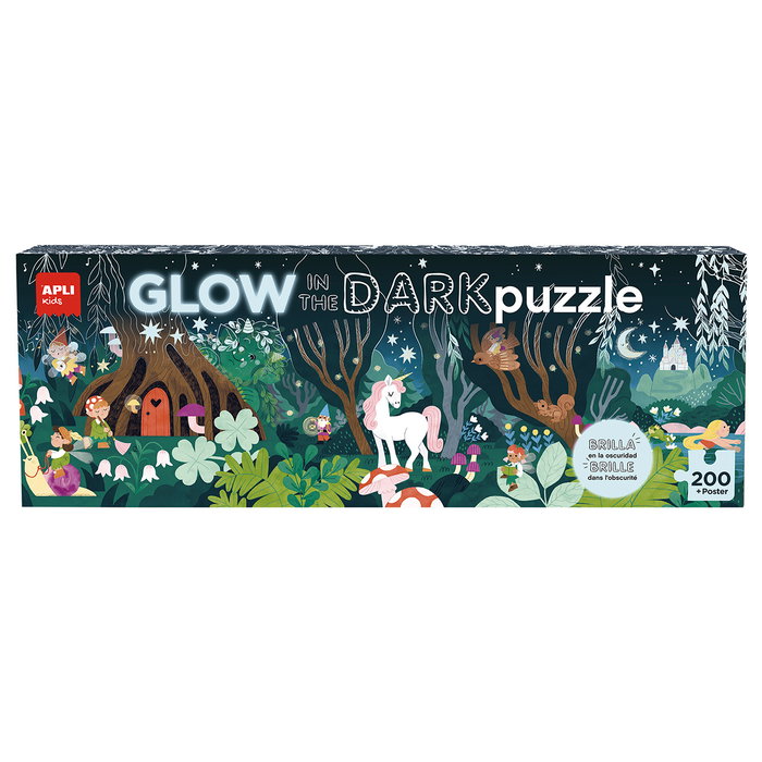 Apli Kids - Puzzle Glow in the Dark - Forêt Magique 200 Pièces Fluorescentes - 150 x 30 cm - Puzzle Fluorescent à Recharger - À Partir de 6 Ans Apli Kids - Puzzle Glow in the Dark - Forêt Magique 200 Pièces Fluorescentes - 150 x 30 cm - Puzzle Fluorescent à Recharger - À Partir de 6 Ans