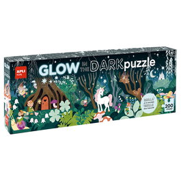 Apli Kids - Puzzle Glow in the Dark - Forêt Magique 200 Pièces Fluorescentes - 150 x 30 cm - Puzzle Fluorescent à Recharger - À Partir de 6 Ans