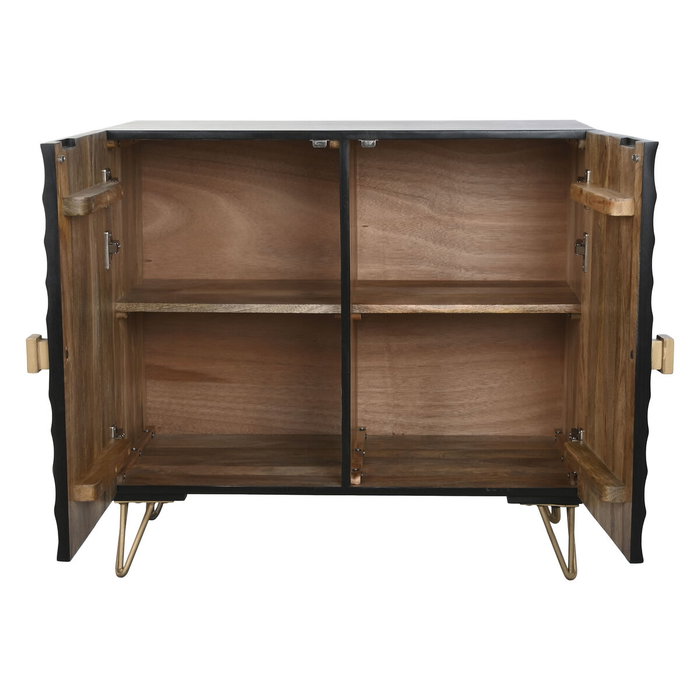 Buffet Home ESPRIT Noir Doré Métal Bois de manguier 81 x 45 x 75 cm