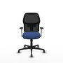 Chaise Alfera Synchrone/Traslack Maille/tissu Bleu foncé Maille Noir Base en nylon noir Accoudoirs noirs et blancs Sans appui-tête Roulettes 65mm pour moquette