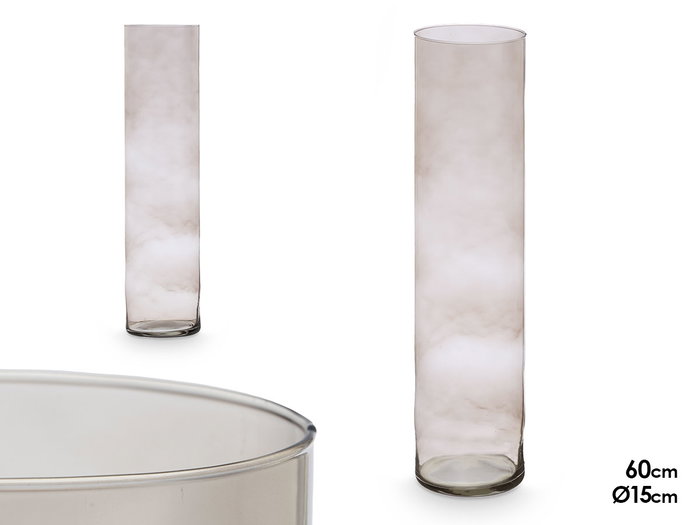 GIFTDECOR Vase Cylindrique en Verre Gris 62cm GIFTDECOR Vase Cylindrique en Verre Gris 62cm