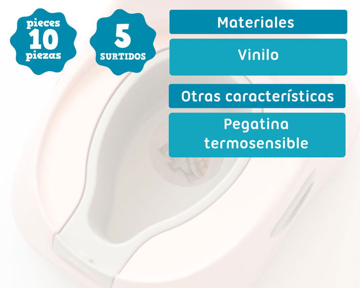 KioKids - Autocollants thermosensibles pour pot de bébé - Lot de 10 stickers ludiques avec motifs animaux - Vinyle - Enfants +24 mois