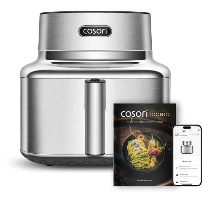 Cosori Airfryer ICONIC Single 6,2 L Silver en acier inoxydable