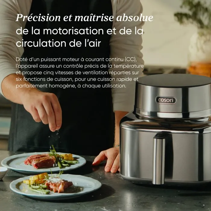 Cosori Airfryer ICONIC Single 6,2 L Silver en acier inoxydable