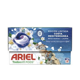 Ariel Pods Capsules de lessive parfum Costa Mediterranea - Technologie anti-taches et brillance des couleurs - 19 capsules