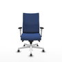 Piqueras Y Crespo Chaise Albacete confidente, mécanisme Sincro, Bleu marine, Base blanche, Accoudoirs 1D, Roulettes 65mm