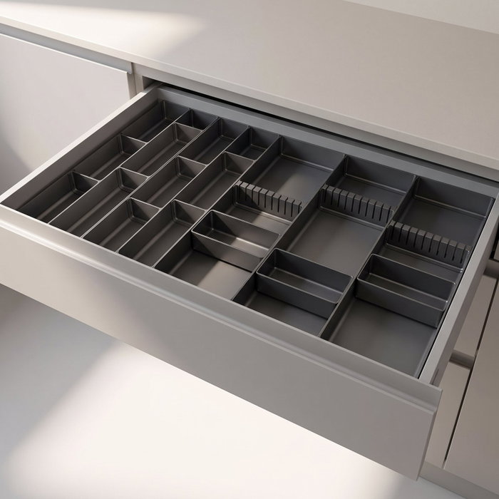 HERRAJES ALK Cubertero modular de aluminio anthracite pour tiroir HERRAJES ALK Cubertero modular de aluminio anthracite pour tiroir