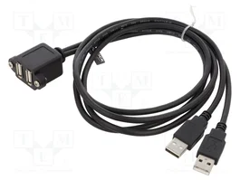 DELOCK Câble USB 2.0 - 2x USB A socle vers 2x USB A prise - 1m - Noir