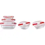 Pyrex - Cook & Heat - Lot de 5 boîtes de conservation en verre avec couvercles à valves vapeur pour micro-ondes, four et congélation - Résistant aux chocs thermiques - Sans BPA