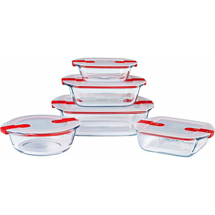 Pyrex Cook & Heat Lot de 5 Boîtes de conservation Rectangulaire Rouge Pyrex Cook & Heat Lot de 5 Boîtes de conservation Rectangulaire Rouge