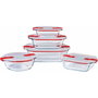 Pyrex Cook & Heat Lot de 5 Boîtes de conservation Rectangulaire Rouge