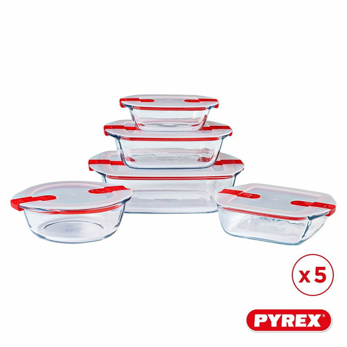 Pyrex Cook & Heat Lot de 5 Boîtes de conservation Rectangulaire Rouge Pyrex Cook & Heat Lot de 5 Boîtes de conservation Rectangulaire Rouge