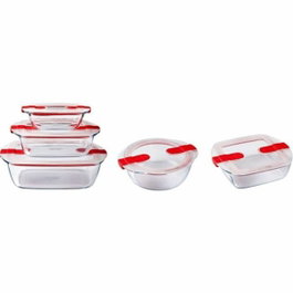 Pyrex Cook & Heat Lot de 5 Boîtes de conservation Rectangulaire Rouge