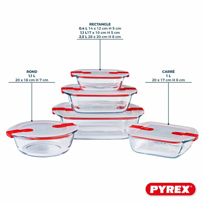 Pyrex Cook & Heat Lot de 5 Boîtes de conservation Rectangulaire Rouge Pyrex Cook & Heat Lot de 5 Boîtes de conservation Rectangulaire Rouge