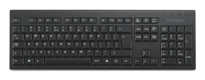 Kensington KB150 EQ Clavier sans fil 2.4 GHz Azerty avec pavé numérique - Compatible Windows/Mac - Résistant aux éclaboussures - 55% matériaux recyclés