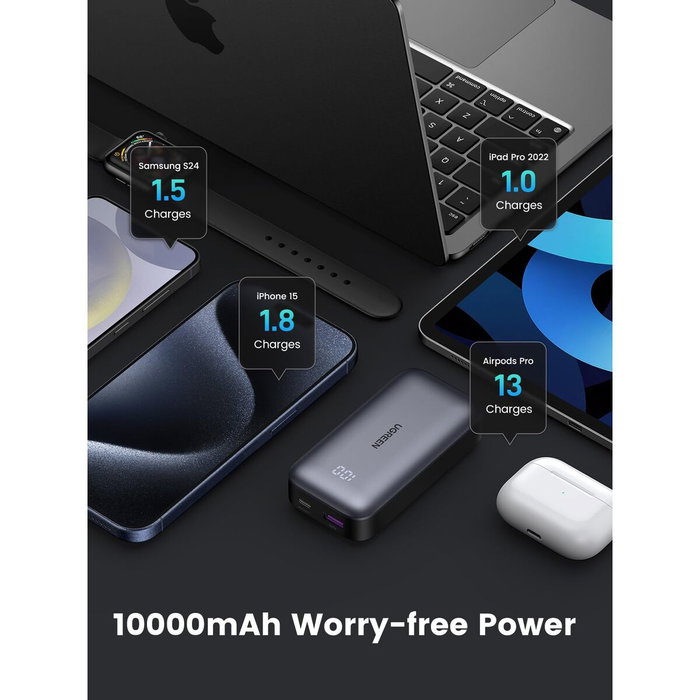 Ugreen Batterie externe Slim 10 000 mAh Gris, 30 W Ugreen Batterie externe Slim 10 000 mAh Gris, 30 W