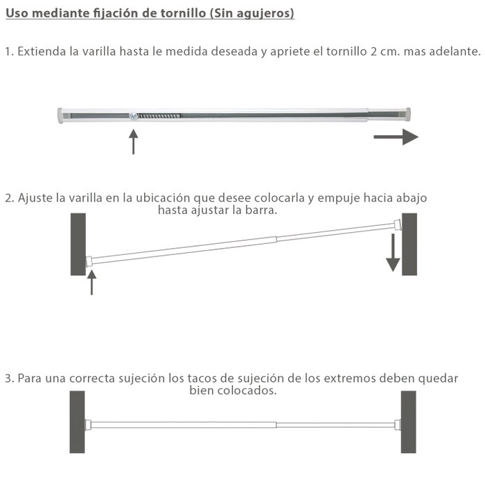 MAURER Barre pour voilage extensible avec ressort ajustable 37,5/60 cm
