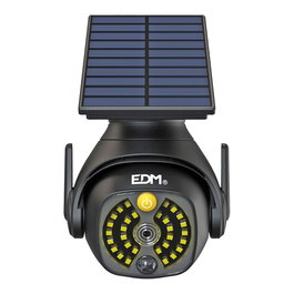 Edm Caméra de surveillance simulée solaire IP44 5W 6500K avec détecteur de mouvement et batterie 3,7V Noir