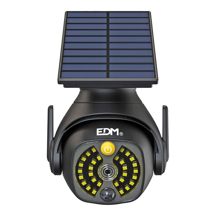 Edm Caméra de surveillance simulée solaire IP44 5W 6500K avec détecteur de mouvement et batterie 3,7V Noir Edm Caméra de surveillance simulée solaire IP44 5W 6500K avec détecteur de mouvement et batterie 3,7V Noir