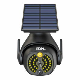 Edm Fausse caméra de surveillance avec applique solaire noire