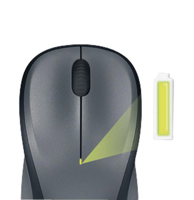 Logitech Souris Sans Fil avec Nano-Receiver USB, Connexion 2.4 GHz, Autonomie 1 An, Gris Foncé, Pour PC Portable