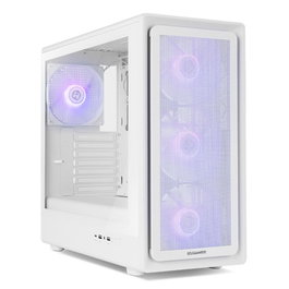 Nox Hummer Hyperflow Aero ARGB Boîtier PC Gaming Semi-Tour Blanche, Flux d'Air Élevé, Ventilateurs ARGB 140 mm, Vitre Trempée