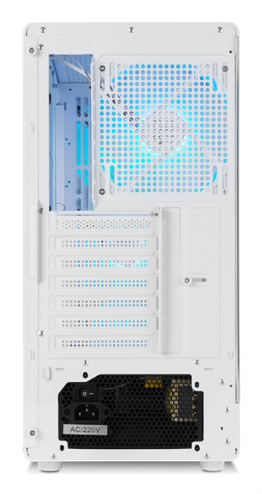 Nox Hummer Hyperflow Aero ARGB Boîtier PC Gaming Semi-Tour Blanche, Flux d'Air Élevé, Ventilateurs ARGB 140 mm, Vitre Trempée