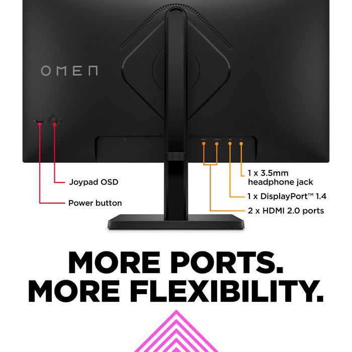 HP Omen - Écran PC Gaming 23.8 pouces / 60.5 cm - Résolution Full HD (1920 x 1080) - Dalle IPS - 165 Hz - 1 ms - AMD FreeSync Premium - Pied réglable