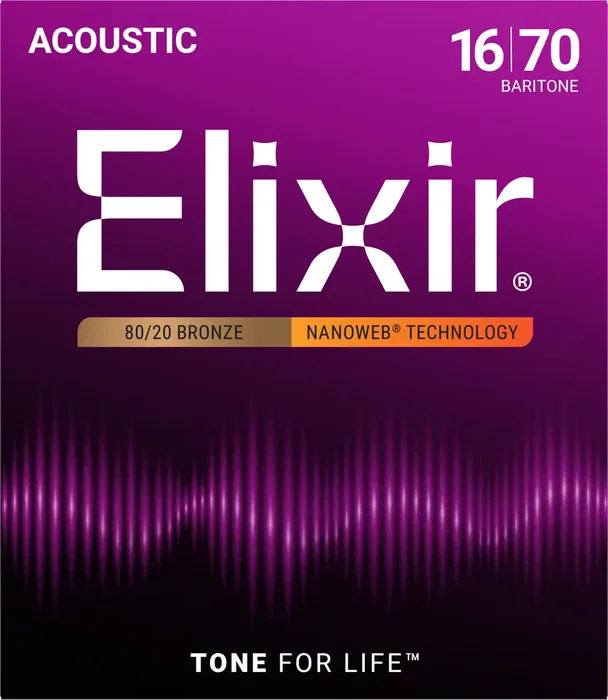 ELIXIR Jeu de cordes acoustique Nanoweb 80/20 Bronze Baritono 16-70 ELIXIR Jeu de cordes acoustique Nanoweb 80/20 Bronze Baritono 16-70