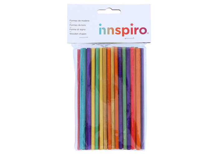 Innspiro Bâtonnets en bois mix couleurs 150x5mm