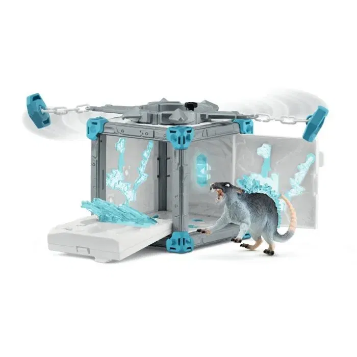 Schleich Eldrador Creatures 42676 - Extension d'arène BattleCave : Rat de Glace avec lance-glace, figurine pour enfant dès 7 ans