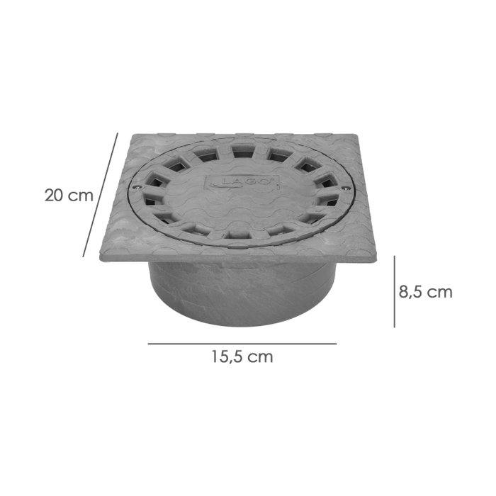 ABRISA Sumidero Sifónico PVC 20x20 cm, sortie Ø 90 / 110 mm ABRISA Sumidero Sifónico PVC 20x20 cm, sortie Ø 90 / 110 mm