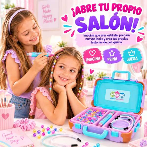 Jugatoys Mallette de coiffure créative avec applicateur, serre-tête et perles Jugatoys Mallette de coiffure créative avec applicateur, serre-tête et perles