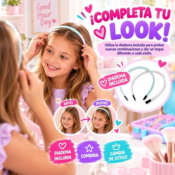 Jugatoys Mallette de coiffure créative avec applicateur, serre-tête et perles Jugatoys Mallette de coiffure créative avec applicateur, serre-tête et perles