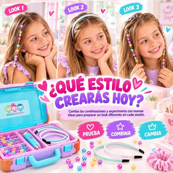 Jugatoys Mallette de coiffure créative avec applicateur, serre-tête et perles Jugatoys Mallette de coiffure créative avec applicateur, serre-tête et perles