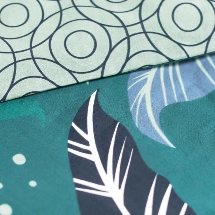 Today - 119474 - Parure de lit Sunshine 2 personnes 260x240 cm - Housse de couette et 2 taies - 100% coton - Imprimé bleu motifs variés - Lavable machine