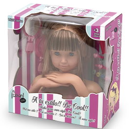 Tachan - Buste de tête de fille avec kit de coiffure pour enfants - Set de beauté complet avec peigne, pinces et séchoir - Jeu créatif recommandé à partir de 3 ans