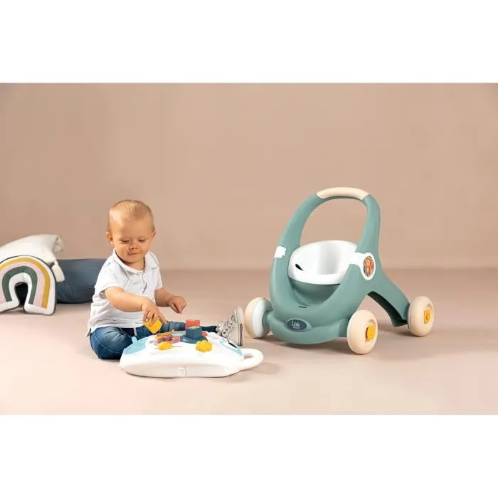 Smoby Little Smoby Trotty 3 en 1 - Trotteur évolutif d'éveil pour enfant à partir de 12 mois avec système de freinage sécurisé
