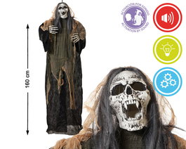 Skeleton Hanging Animatronique 160 X 110 cm avec Lumière, Son et Mouvement pour Décoration d'Ambiance Effrayante