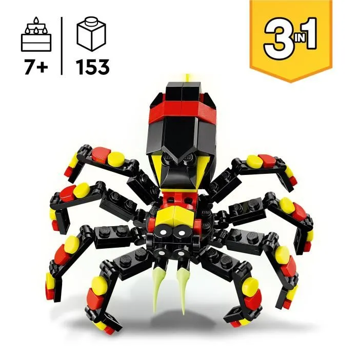 LEGO Creator 31159 Set 3-en-1 Animaux Sauvages : Araignée, Scorpion et Serpent - Jouet de Construction à partir de 7 ans