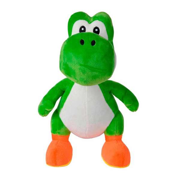 Smoby Peluche Yoshi 30 cm de Super Mario Bros en tissu doux - Peluche licorne verte - Version espagnole/portugaise