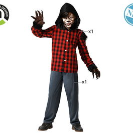 Déguisement enfant Loup-garou avec chemise à carreaux et pantalon - 3-4 ans - Gris - Idéal pour Halloween