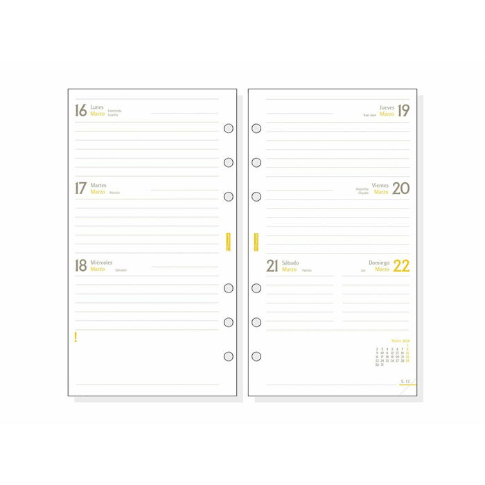 Recharge pour agenda Finocam C999 2026 9,4 x 17,1 cm