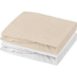 P'Tit Dodo - Lot de 2 draps housse Jersey 60x120 cm - Coton extensible - Blanc / Nude - Sans substance nocive Oeko-Tex Standard 100