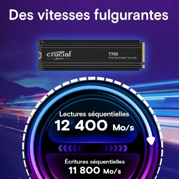 Crucial T700 SSD interne 4 To PCIe 5.0