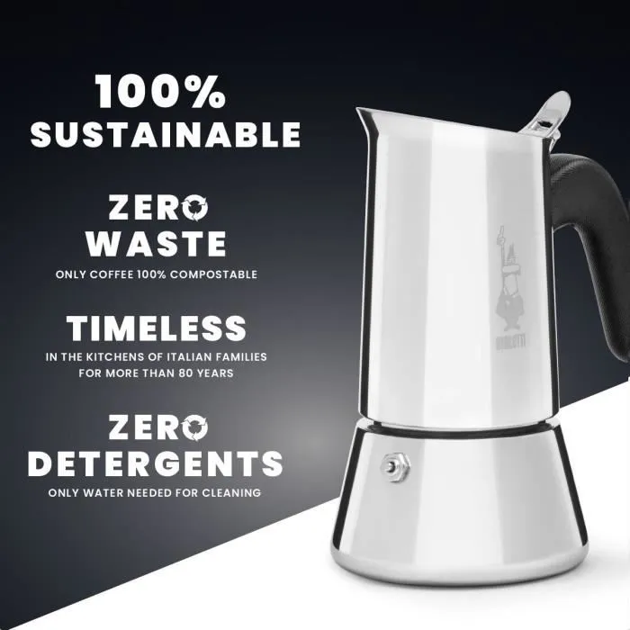 Bialetti Cafetière Italienne New Venus 6 tasses - Acier inoxydable compatible induction