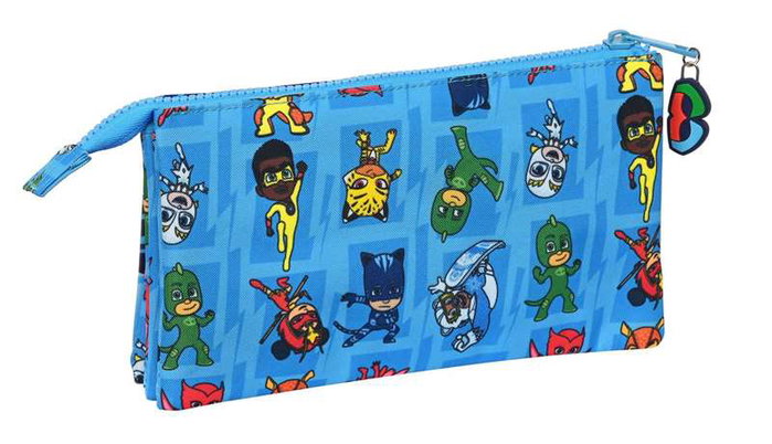 Safta Portatodo Triple Pjmasks pour enfant, organisateur de voyage 22 x 12 x 3 cm, en polyester 300D, bleu