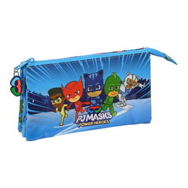 Trousse Fourre-Tout Triple PJ Masks Bleu 22 x 12 x 3 cm