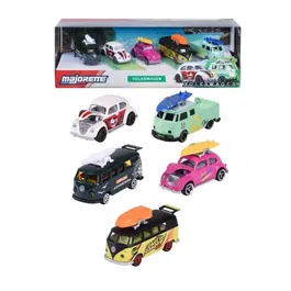 Majorette - Coffret Cadeau 5 Modèles de Voitures Volkswagen Miniatures en Métier à Échelle 1/64, avec Parties Ouvrantes - Jouet Enfant dès 3 ans